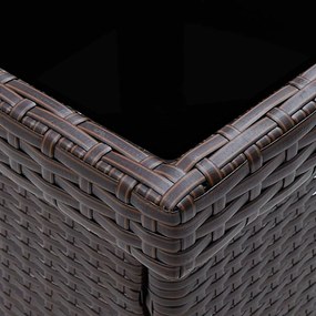 Set da pranzo da giardino 3 pz marrone in polyrattan e vetro