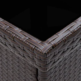 Set da pranzo da giardino 3 pz marrone in polyrattan e vetro