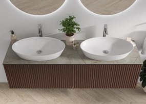 Mobile bagno sospeso 160cm cannettato piano grigio KDS-160P - KAMALU