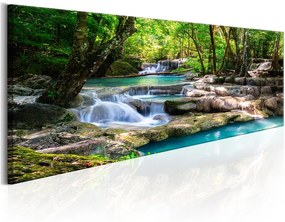 Quadro Nature  Forest Waterfall  Colore Blu, Dimensioni e Misure 135x45