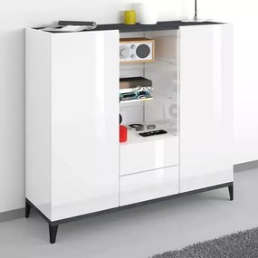 Credenza Sunrise Highboard 120 x 40 x 120 cm - Bianco Lucido