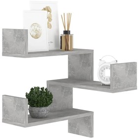 Scaffale angolare parete grigio cemento 40x40x50 cm truciolato
