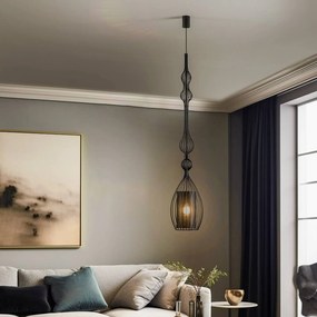 Nowodvorski Lighting Lampada a sospensione Abi L in versione lunga, nera