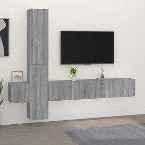 Set Di Mobili Porta Tv 5 Pz Grigio Sonoma İn Legno Multistrato /