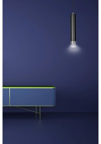 Sospensione 1 Luce Brunilde In Acciaio Nero Con Tubolare In Nero E Cromo