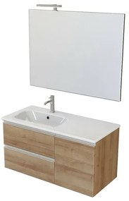 Composizione bagno sospesa 100 cm Master rovere con top e specchio