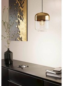 Lampadario Glamour Maryvilla nero paralume oro E27 Ø170cm EGLO