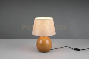 Luxor lampada tavolo base effetto legno e paralume beige h. 26cm d....