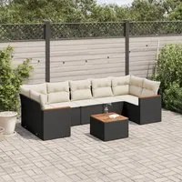 Set Divani da Giardino con Cuscini 8 pz Nero in Polyrattancod mxl 115104