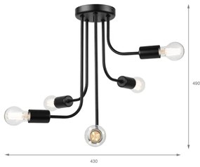 Lampadario a plafone TRINITY 5xE27/15W/230V nero
