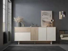 Cassettiera beige/di colore naturale con effetto rovere 180x76x45 cm Carpi – Marckeric