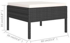 Set Divani da Giardino 5 pz con Cuscini in Polyrattan Nero