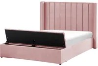 Letto velluto di colore rosa rete a doghe e cassapanca 140 x 200 cm camera da letto