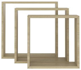 Mensole a cubo 3 pz rovere sonoma