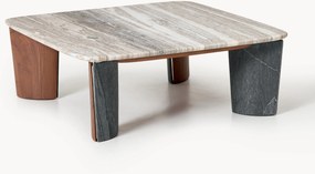 Tavolino da salotto in marmo e legno di acacia Muno, larg. 85 cm