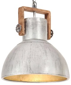 Lampada A Sospensione Industriale 25 W Argento Rotonda 40cm E27 /