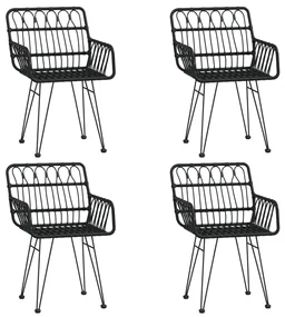 Set da pranzo da giardino 5 pz nero in polyrattan
