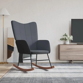 Sedia A Dondolo Grigio Scuro İn Velluto E Pvc /