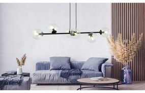 Lampadario a Sospensione in Acciaio e Vetro ROSSI 6 Nero 6xE14 Colore delle Sfere Trasparente