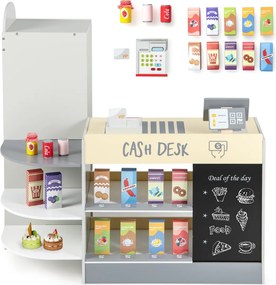 Costway Negozio alimentare per bambini con cassa macchina pos distributore automatico, Set di giocattoli supermercato 4 Colori