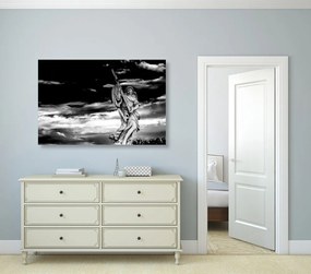 Quadro su tela – Angelo con croce in bianco e nero