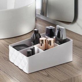 Organizer porta trucchi e cosmetici in plastica bianca con 4 scomparti