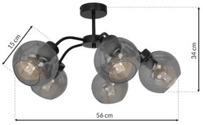 Lampadario a plafone SOFIA 5xE27/60W/230V nero