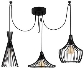 Lampadario nero con paralume in metallo Mezopotamya – Opviq lights
