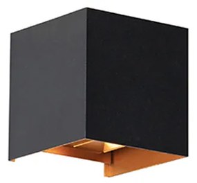 Applique da esterno nera con doratura incl. LED 2 luci IP54 - Edwin