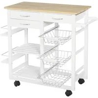 Carrello da Cucina 92x37x82 cm in Legno MDF Bianco