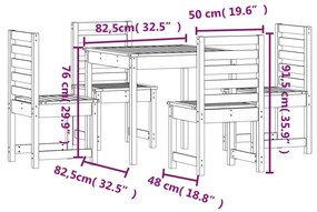 Set da Pranzo per Giardino 5 pz in Legno Massello di Douglas