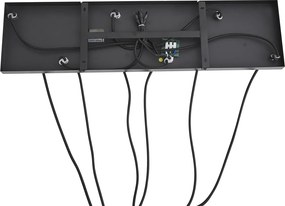 Moderne hanglamp zwart met hout en mat grijs glas 6-lichts - Umbra