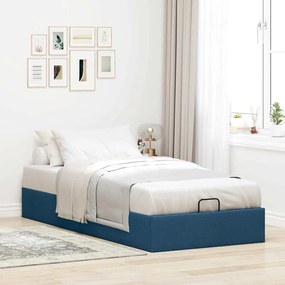 Struttura Letto Pouf Senza Materasso Blu 90x190 Cm İn Tessuto /