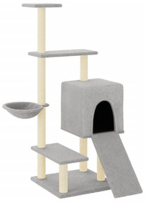 Albero per gatti con tiragraffi in sisal grigio chiaro 130,5 cm