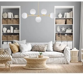 Lampadario a sospensione con supporto rigido FIRA 5xE27/60W/230V oro