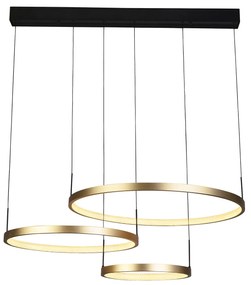 Lampadario Adornare Acciaio Nero Policarbonato Oro 3 Luci Led 107,5W 2700K