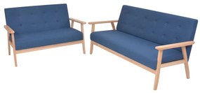 Set Di Divani 2 Pz İn Tessuto Blu /