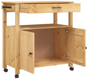Carrello da cucina monza 84x40x90 cm in legno massello di pino