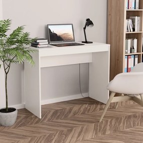 Scrivania Bianca 90x40x72 Cm İn Legno Multistrato /