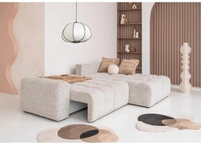 Divano angolare componibile beige allungabile/con contenitore (con penisola a destra) Lulu – Miuform