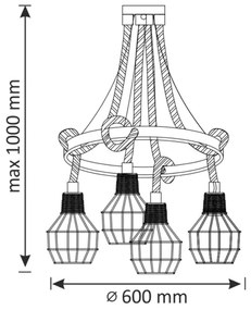 Lampadario LED a sospensione con filo ROPE ALEGRA 4xE27/10W/230V