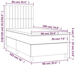 Giroletto a Molle con Materasso Grigio Scuro 90x190 cm Tessuto