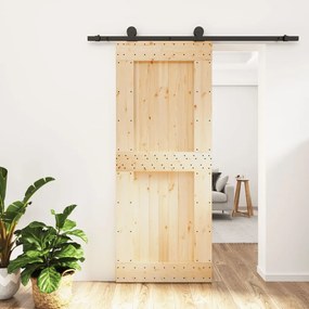 Porta Scorrevole Con Set Hardware 85x210 Cm Legno Massello Pino /