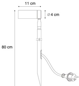 Faretto nero 80cm incl. LED orientabile IP65 incl. cavo e spina - Carl