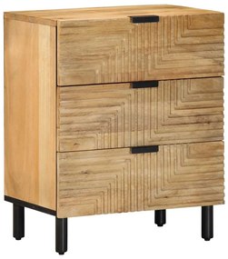 Comodino Marrone 50x33x60 Cm İn Legno Massello Di Mango /