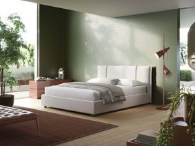 Alicia letto imbottito con vano contenitore in tessuto impermeabile T14 panna