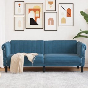 Divano A 3 Posti Blu İn Velluto /