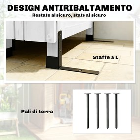 Casetta Box da Giardino 85x58x213 cm Ripostiglio con Scaffali Regolabili e Tetto Zincato in Legno Bianco...