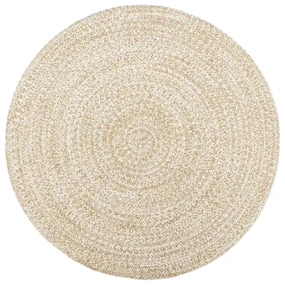 Tappeto Lavorato A Mano İn Juta Bianco E Marrone 210 Cm /