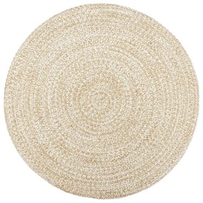Tappeto Lavorato A Mano İn Juta Bianco E Marrone 210 Cm /